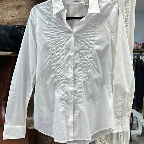 VAN LAACK Button-down embroidered blouse/shirtwhite 100% cotton size 4 - Picture 8 of 13